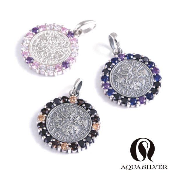 AQUA SILVER アクアシルバー ≪幸せのコイン≫ASP-240 シルバーペンダント トップのみ 3color ネックレス ASP-240【メーカー取り寄せ品】|ドリーマーズ