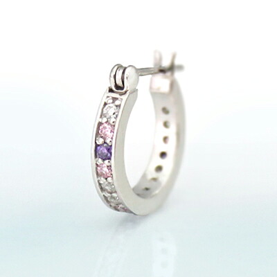 メーカー取り寄せ品 AQUA FORTIS アクアフォルティス バイオレット・ピンクジルコニア フープピアス シルバーピアス 片耳分 FPP-022RC/VZ.PZ.Z