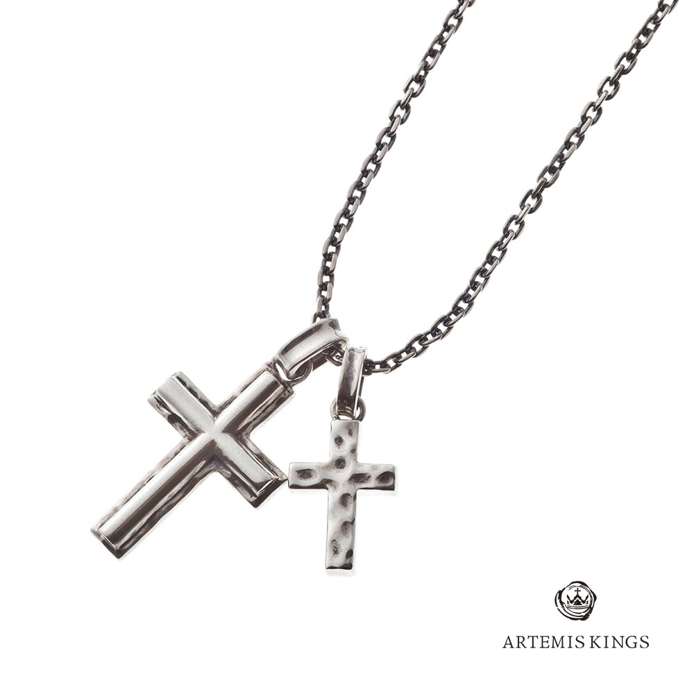 注目の アルテミスキングス Artemiskings ダブルクロスペンダント Skz ブランド シルバーアクセサリー シルバーネックレス クロス 十字架 ２連 小さめ シンプル メンズ レディース 男性 女性 彼氏 彼女 大人 かっこいい かわいい ペア プレゼント ギフト 誕生日