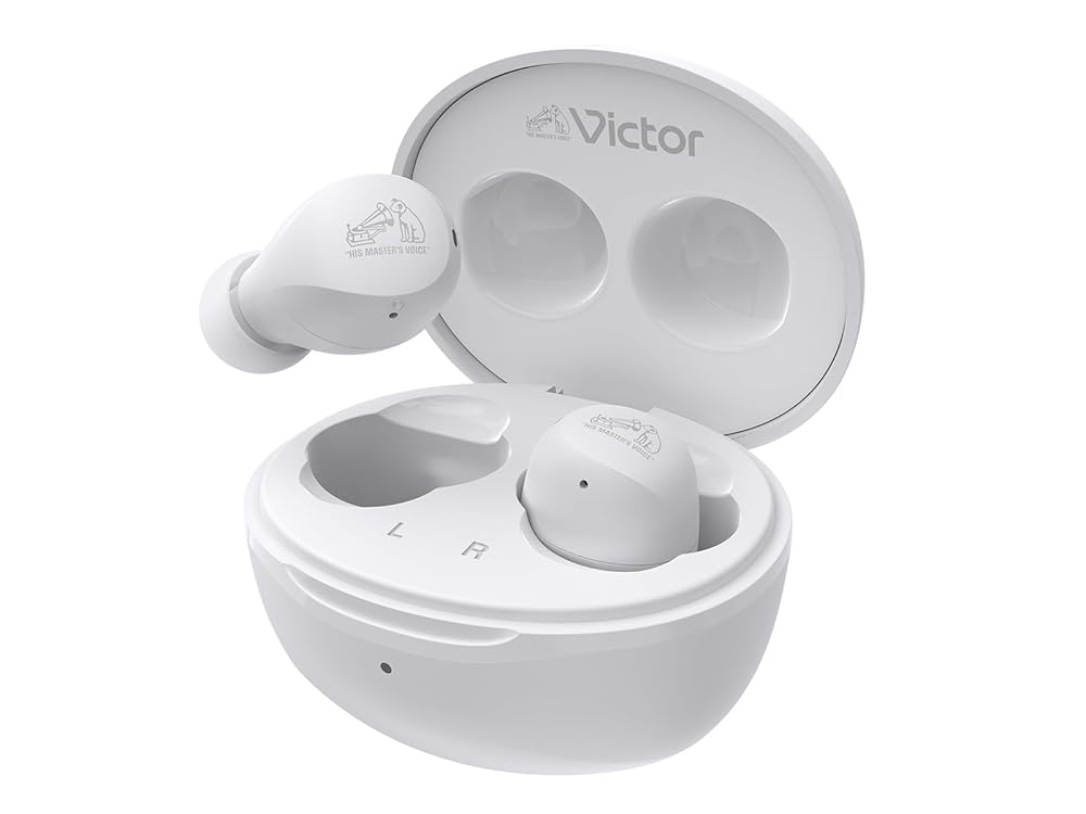 JVCケンウッド Victor HA-A6T-W ワイヤレスイヤホン Bluetooth Ver.5.4 合計23時間再生 マイク付き 小型 軽量 防水 ホワイト HA-A6T