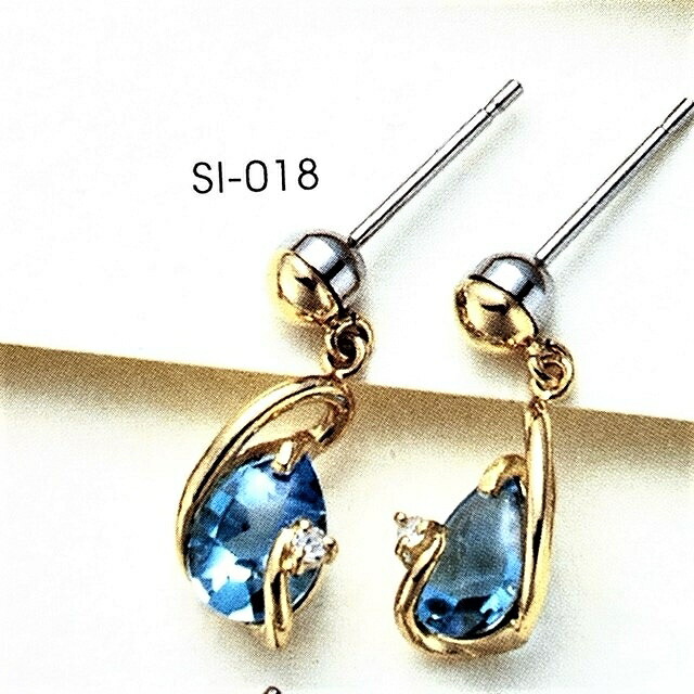 K18 18金ピアス FDAピアス ブルートパーズ ダイヤ 金属アレルギー対応 敏感肌 金属アレルギー チタンピアス チタン チタン合金 医療用金属 ポストは18金とスーパーチタンなのでかゆくなりません。 ギフト プレゼント 【送料無料】 SI018|ピアス工房 どりーみんぐくいーん
