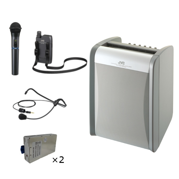 ワイヤレス アンプ マイクセット スピーカーセット PE-W50B WM-P970 WM-P980 WT-U85-2 WT-UM82 ハンド型 ワイヤレスマイク｜ペンダント型 ワイヤレスマイク｜シングルチューナー×2｜ヘッドセットマイクキット JVCビクターVictor ケンウッド