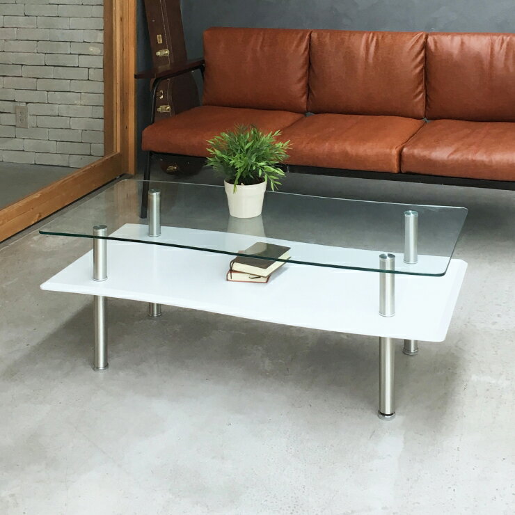 楽天市場】センターテーブル ローテーブル 幅110cm ガラス天板 棚付き