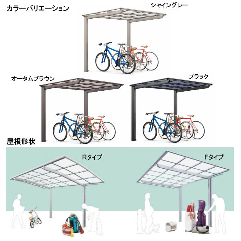 基本 3台 W2101 L2156 サイクルポート 自転車置場 豊富なサイズバリエーション Lixil リクシル 本体 リフォーム建材屋 ポリカーボネート屋根材 ミニカーポートsa 21 22型 屋根形状ｒタイプ