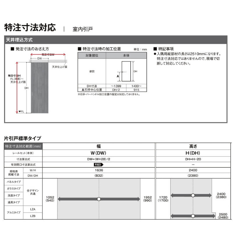 【オーダーサイズ】リクシルラシッサDヴィンティア天井埋込方式片引戸標準タイプAVTK-LAHW1052〜1952×H1720〜2400建材屋【法人様は送料無料】