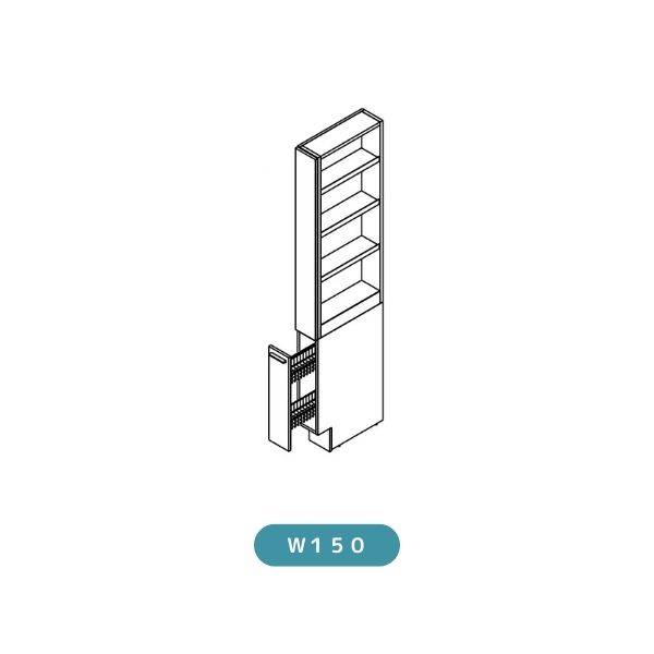 洗面台 LIXIL/INAX Crevi クレヴィ 奥行500タイプ トールキャビネット 間口W150mm オープンスライドタイプ RBS-155L(R)-A 収納 洗面化粧台 リフォーム DIY 建材屋