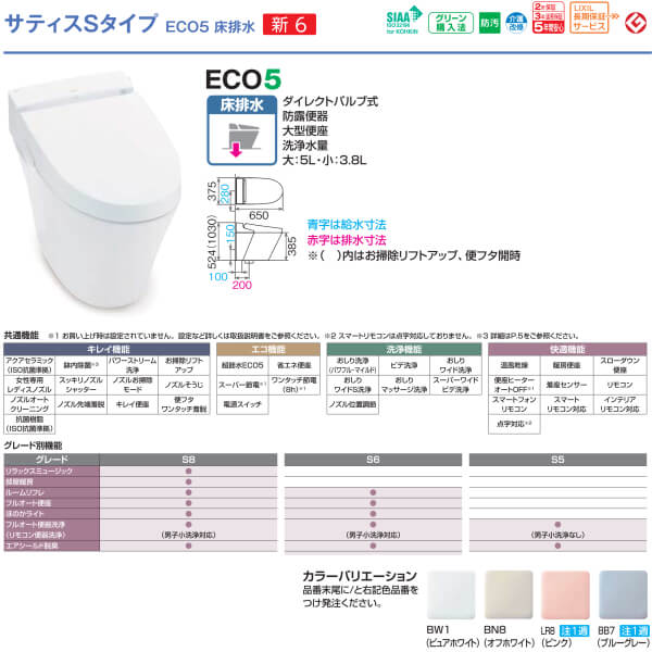 床排水 グレードs6 Eco5 サティス Lixil リクシル 洋風トイレ 便器 洋風トイレ 便器 洋風便器 Sタイプ Ybc S30s Dv S716 Dv S726 トイレ Eco5 ブースターなし 付 本体 手洗いなし 建材屋 リフォーム建材屋スマホ対応 Iot便器 トイレ 洋風便器 Inax サティス おしゃれ