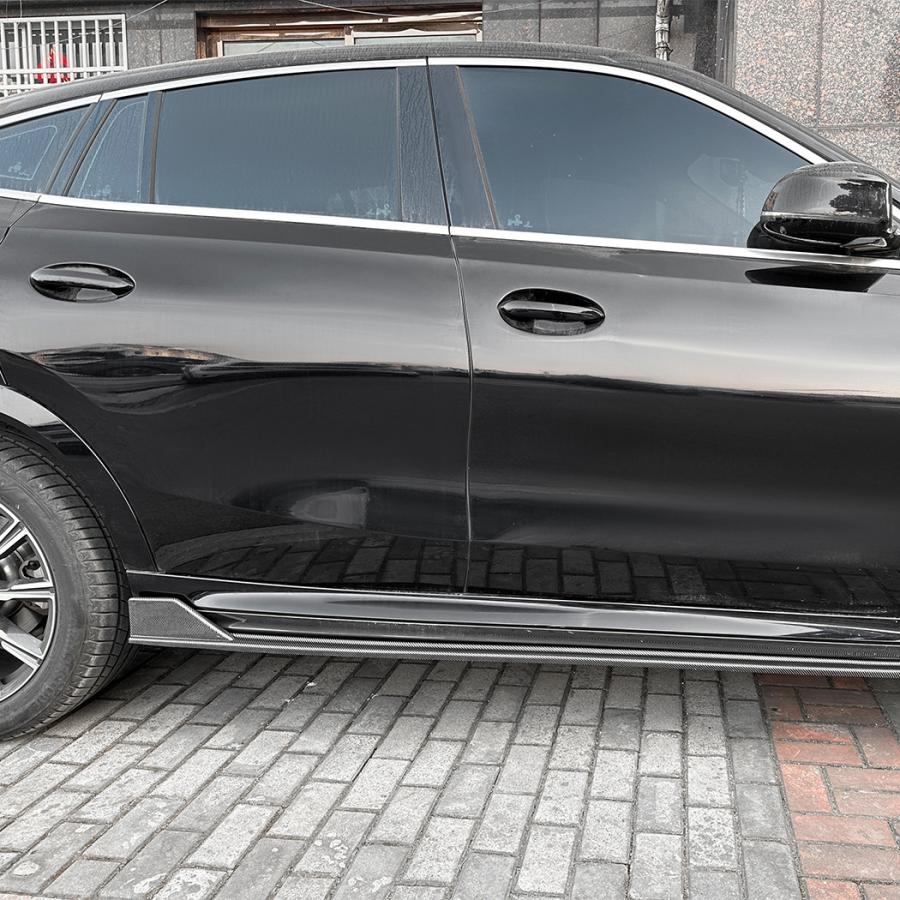 BMW　G06 F96 X6 X6M xDrive35d M50i M60i Mスポーツ X6シリーズ　 カーボンルック サイドスカート サイドスポイラー サイドパネル スプリッター エアロ ガーニッシュ　カバー エアロ ZST-1049/b12170｜ドリームセブン　店