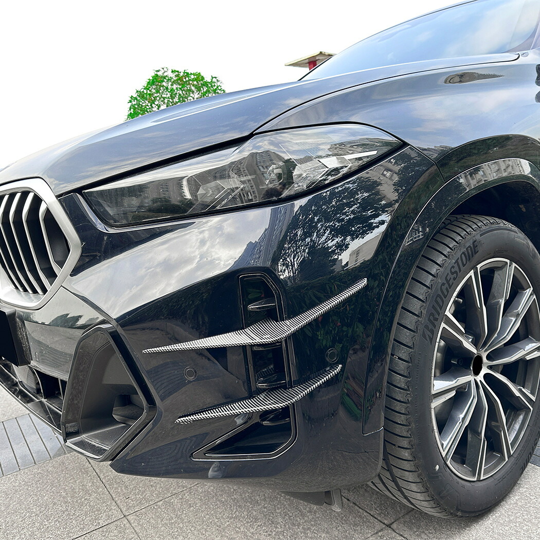 BMW G06 X6 xDrive35d M60i Mスポーツ X6シリーズ　カーボン調ク フロント カナード フロントバンパー スポイラー エアロ ガーニッシュ b12027ZST-1016｜ドリームセブン　店 7,100円