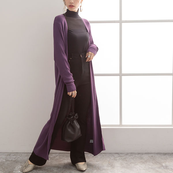 楽天市場 カーディガン ウォッシャブル リブ ロング 秋 冬 Vネック ロング 羽織 可愛い ベージュ パープル ブラック 黒 無地 M L レディース 夢展望 夢展望公式 Ws Sale 夢展望 Yumetenbo