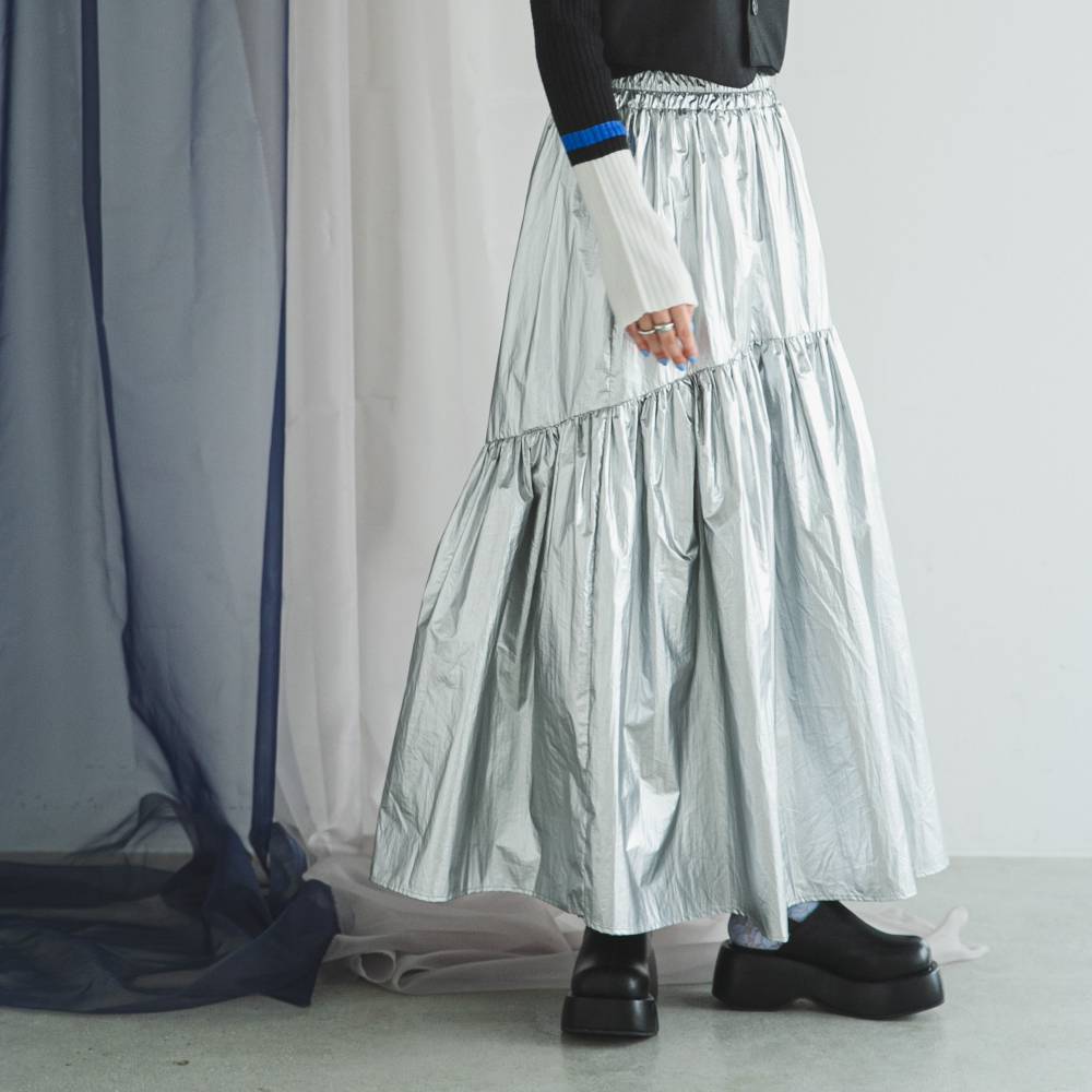 楽天市場】メタリックギャザーデザインスカート レディース スカート