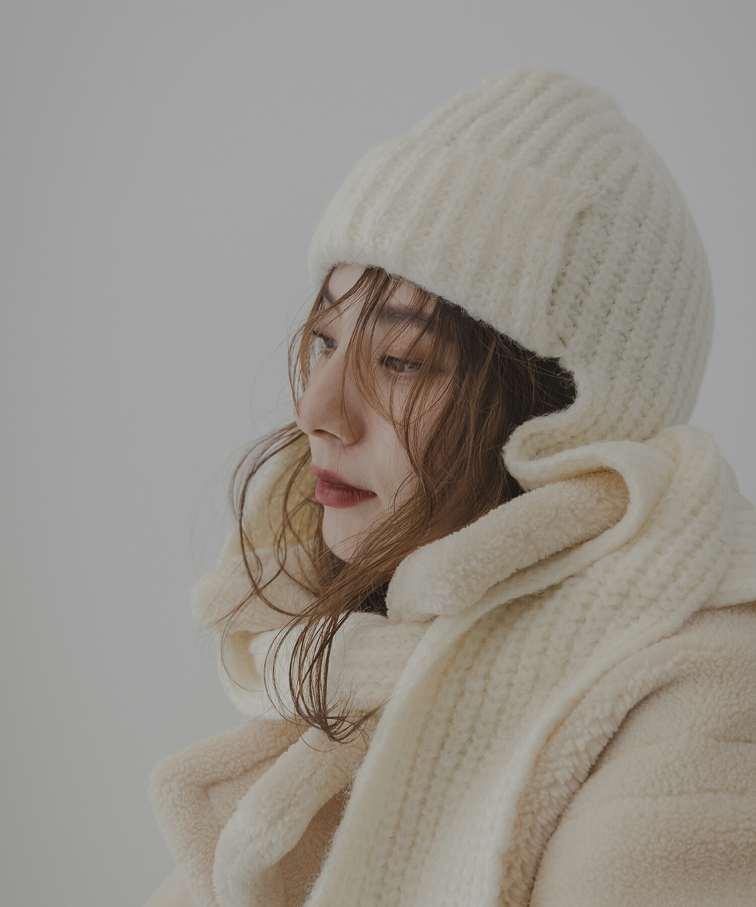 open yy マフラー ニット帽 ベージュ open yy マフラー ニット帽 ベージュ