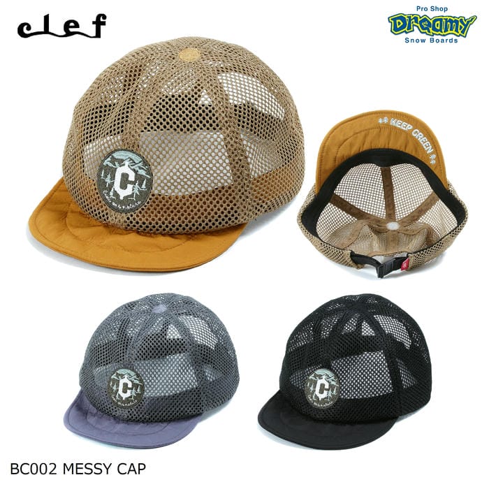 Clef MESSY CAP BC002 メッシーキャップ 吸水速乾素材汗止め サイズ調整ベルト ワイヤー入りツバ ロゴ ワッペン ヘルメットインナー 57-62cm 帽子 クレ 正規品