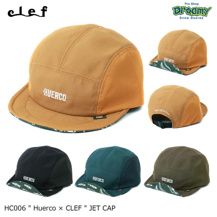 Clef Huerco×CLEF JET CAP HC006 ジェットキャップ フエルココラボ UVカット 吸収速乾素材汗止め サイズ調整 ワイヤー内蔵つば 56-60cm 折り畳み クレ 正規品
