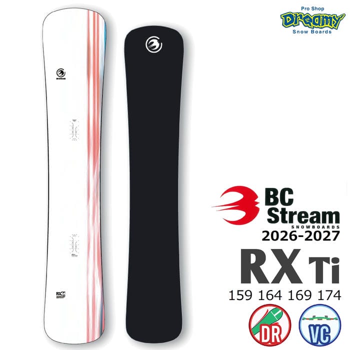26-27 BC STREAM RX Ti 物量制限事項 ディレクショナル キャンバー 金属元素 カービング ビーシー流れ アールエックスティーアイ 国産 スノーボード 板 定まり品