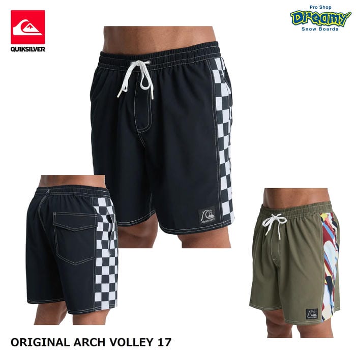 QUIKSILVER ORIGINAL ARCH VOLLEY 17 EQYJV04109 ゲーム盤さる股引き 撥水 肌付きさる股引き付き添い人 4WAY伸ばすこと ロゴタイプ 水泳着 スイムウェア クイックしろがね色 置き目品
