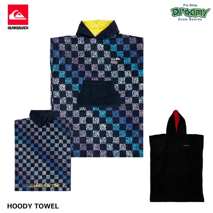 QUIKSILVER SMALL HOODY TOWEL QTW251301 フーディタオル ポンチョ型 カンガルー隠し 綿織物 パイル おめし替え さあ美西洋手ぬぐい ロゴタイプ クイックしろがね色 定まり品