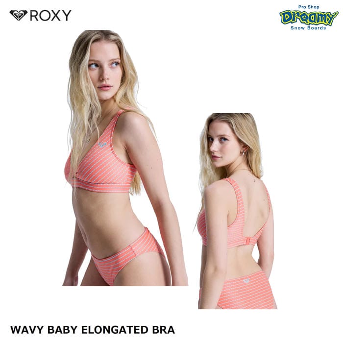 ROXY WAVY BABY ELONGATED BRA GRJX203254 ビキニ 取り外し可能パッド クリップ式クロージャー ストライプ柄 刺繍 ロゴ 水着 スイムウェア ロキシー 正規品