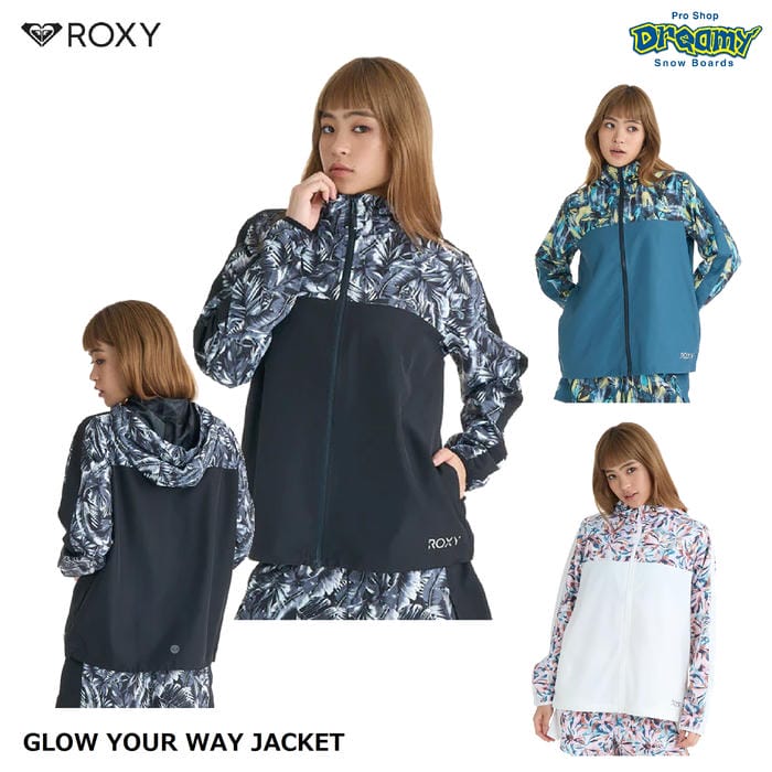 ROXY FITNESS GLOW YOUR WAY JACKET RJK261515 ジャケット 撥水 フード付き ボックスシルエット 脇ポケット 裾ドローコード フィットネス ロキシー 正規品