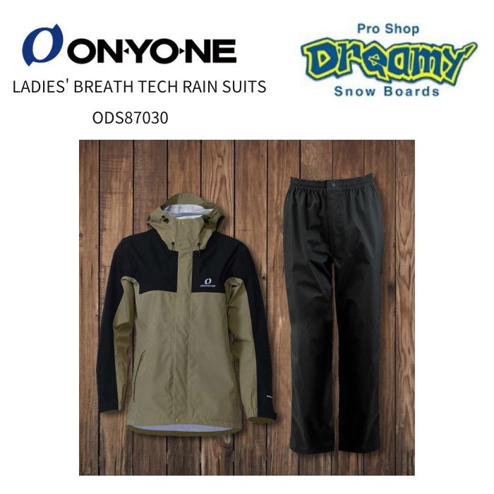 ONYONE オンヨネ LADIES' BREATH TECH RAIN SUITS ODS87030 ベージュ/ブラック ブレステック レインコート 耐水性 正規品|DREAMY