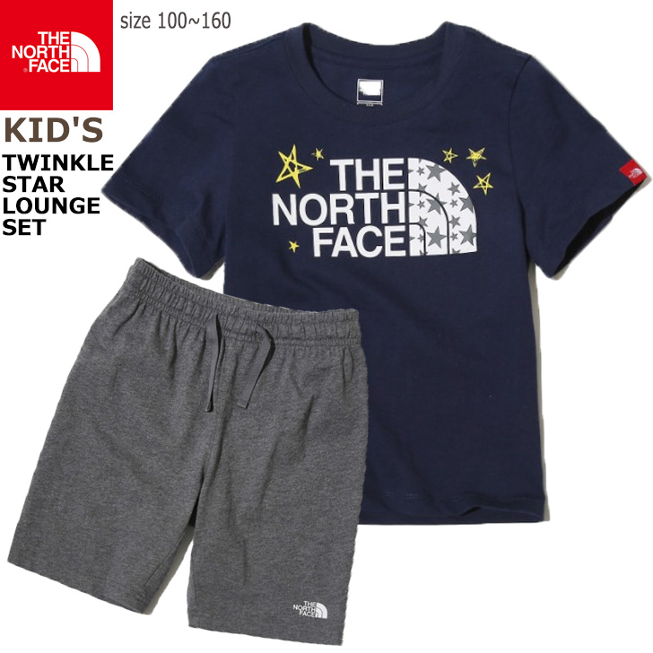 独特な店超爆安 ノースフェイス セット キッズ用 半袖 Face 可愛い 女の子 North キッズ用 Tシャツ ノースフェイス 海外直輸入used品 The K S Twinkle Star Lounge Set ネイビー Tシャツ 半袖 半袖シャツ パンツセット 膝丈パンツ セット プリントシャツ オシャレ 可愛い