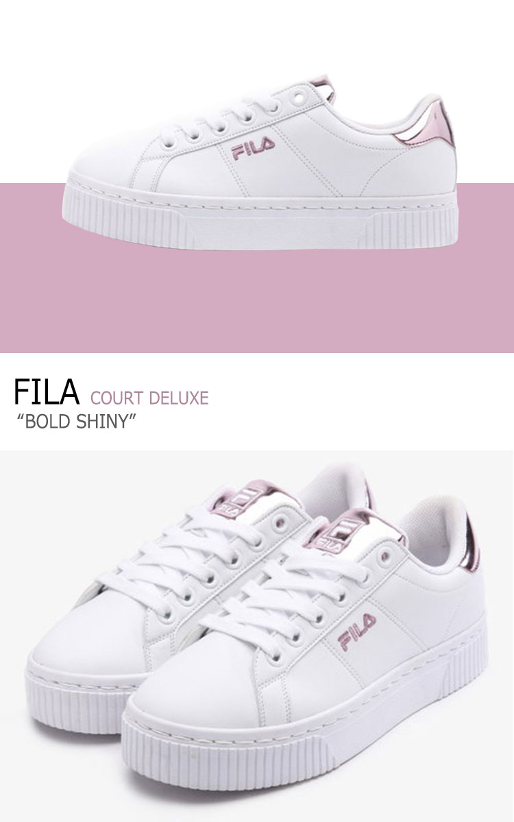 送料無料フィラスニーカーFILAレディース コートデラックスボールドシャイニーCOURTDELUXEBOLDSHINYPINKピンクFS1SIZ3100Fシューズ