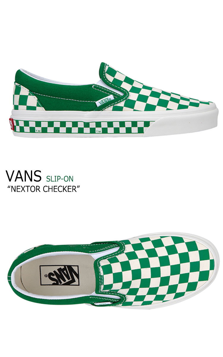 green checkered slip on vans
