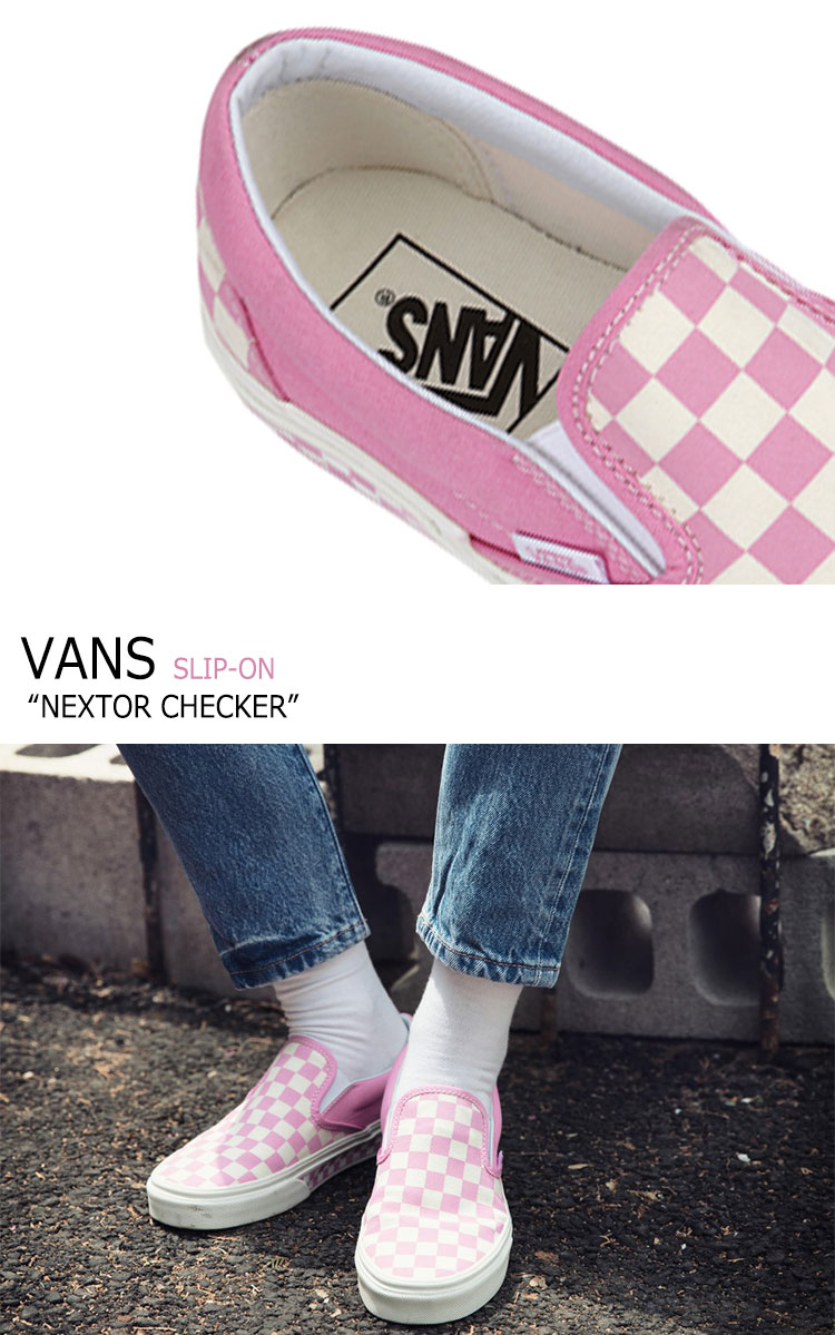 楽天市場 バンズ スニーカー Vans メンズ レディース Slip On Nextor Checkerboard スリッポン チェッカーボード Pink ピンク Vn0a38f7p9i Flvn7f3u18 シューズ Drescco ドレスコ