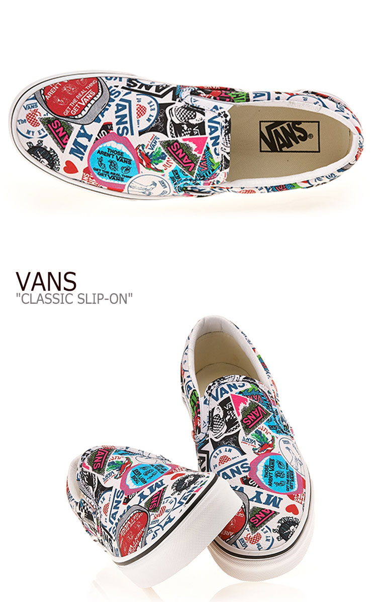 楽天市場 バンズ スリッポン スニーカー Vans メンズ レディース Classic Slip On クラシック スリッポン Stickers ステッカーズ True White トゥルーホワイト Vn0a38f7vfv シューズ Drescco ドレスコ