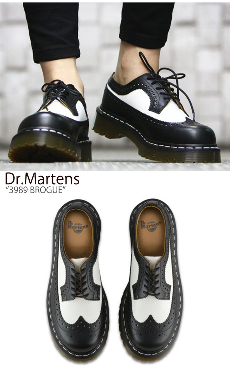 dr martens black and white brogues
