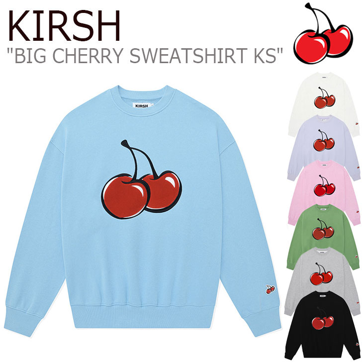 Kirsh キルシースウェットシャツ Black キルシー衣類 Sweatshirt Pink キルシートレーナー Sweatshirt ブラック チェリーロゴ 韓国ファッション キルシーロゴ Kirsh Cherry 韓国 韓国ブランド キルシー トレーナー Kirsh メンズ レディース Big Cherry Sweatshirt Ks