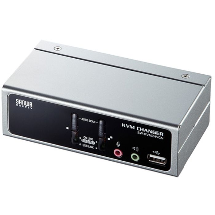 【沖縄・離島配送不可】【代引不可】エミュレーション機能搭載 USB・PS/2コンソール両対応パソコン自動切替器（2：1） サンワサプライ SW-KVM2HVCN