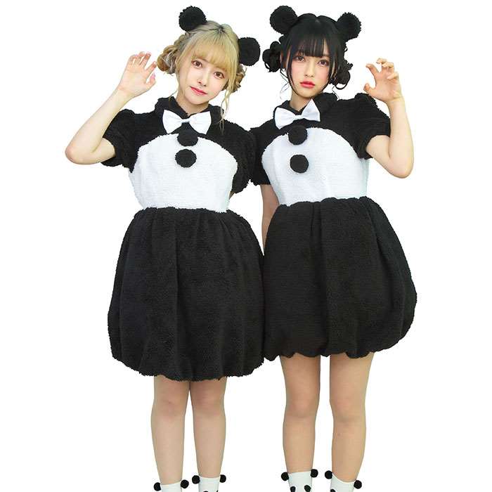 HW ふわもこアニマル クールパンダ コスチューム レディースサイズ 女性 ハロウィン コスプレ 衣装 仮装 変装 パンダ ぱんだ ワンピース クリアストーン 4580136529591