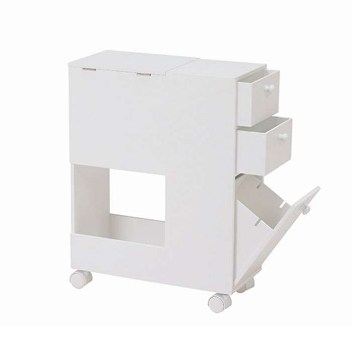 【北海道・沖縄・離島配送不可】【代引不可】コスメワゴン ホワイト 収納 キャスター付き スリムタイプ ドレッサー ワゴン 鏡台 メイクアップ コスメ収納 化粧品収納 HAGIHARA 2101657500