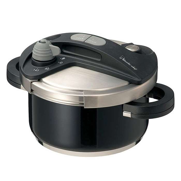【沖縄・離島配送不可】両手圧力鍋 orth PLUS オースプラス サイズ20cm ブラック 超高圧140kPa IH調理器対応 2～3人用 小型サイズ ワンダーシェフ BODB35-BK