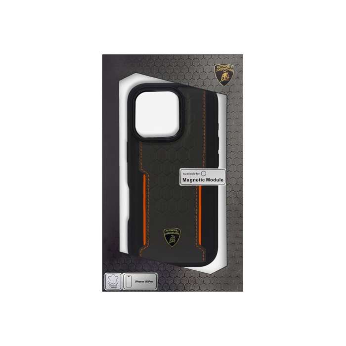 ランボルギーニ iPhone16 Pro用 本革 背面ケース エアージェイ LB-TPUPCMIP16P-RE/D1-OE