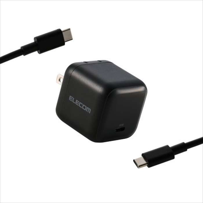 【代引不可】USB 充電器 65W ブラック PD PPS対応 1ポート USB-C GaN II コンパクト 折りたたみプラグ PSE適合 USB-Cケーブル1.5m付属 エレコム ACDC-PD12565BK