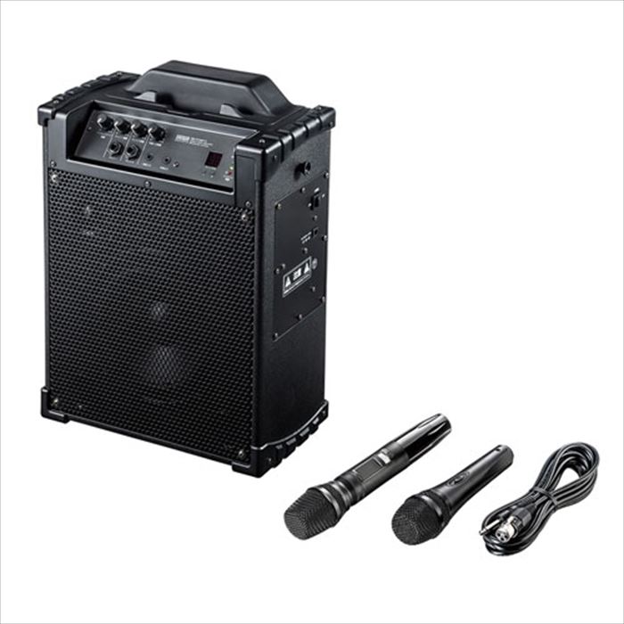 【沖縄・離島配送不可】【代引不可】ワイヤレスマイク付き 拡声器スピーカー バッテリー内蔵 会議 講義 イベント ブラック サンワサプライ MM-SPAMP10