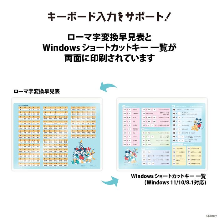 マウスパッド ディズニー ローマ字変換早見表 入力ガイド付 ショートカットキー一覧 マウスパッド ディズニー ローマ字変換早見表 入力ガイド付 ショートカットキー一覧
