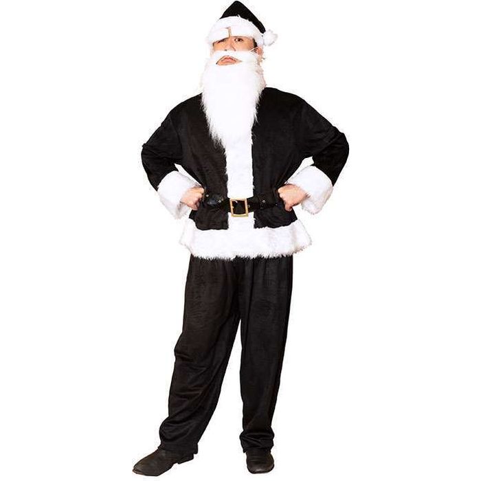 XM GOGOサンタさん ブラック 帽子 眉毛 ヒゲ ジャケット パンツ ベルト 仮装 コスプレ 衣装 忘年会 クリスマス ハロウィン イベント 誕生日 クリアストーン 4560320873617