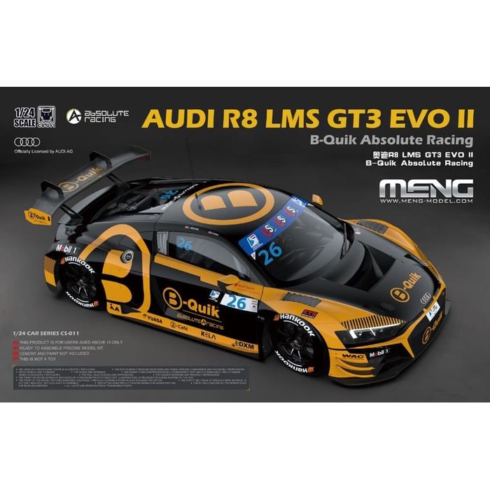 【沖縄・離島配送不可】モンモデル 1/24 アウディ R8 LMS GT3 EVO II B-Quik アブソリュートレーシング ビーバーコーポレーション MENCS-011