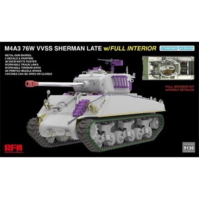 【沖縄・離島配送不可】1/35 M4A3 シャーマン 76W VVSS 後期型w/フルインテリア 通常版 ビーバーコーポレーション RFM5135