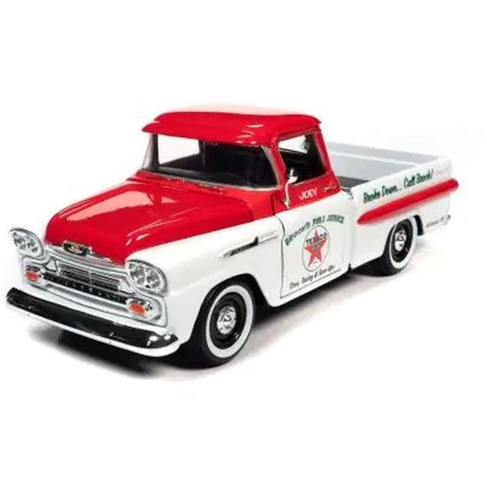 【沖縄・離島配送不可】AUTOWORLD 1/24 1958 シェビー アパッチ フリートサイド ピックアップ Texaco レッド/ホワイト 京商 AWCP8025