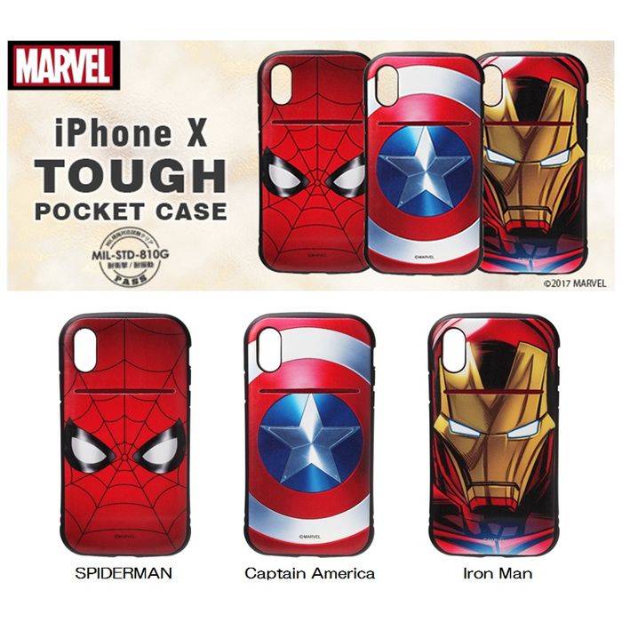 楽天市場 Iphone X ハードケース 耐衝撃 Iphonex 用タフポケットケース Marvel ３キャラクター スパイダーマン キャプテン アメリカ アイアンマン Pga Pg Dcs スマホカバー専門店 ドレスマ