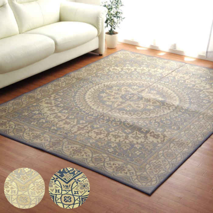 【沖縄・離島配送不可】【代引不可】い草 ラグ カーペット マット 国産 長方形 191×250cm 3畳 Fサークル 絨毯柄 ふっくら 夏用 春夏用 ホットカーペット対応 高級感 日本製 IKEHIKO FCC191250