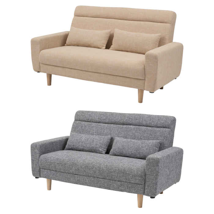 【北海道・沖縄・離島配送不可】【代引不可】ソファ 2人掛け 二人掛け 2P W150×D78×H84×SH42cm クッション付き ファブリック 布製 アームソファ 肘付き Sバネ 木フレーム ロータイプ カジュアル ノルム 東谷 GS-100
