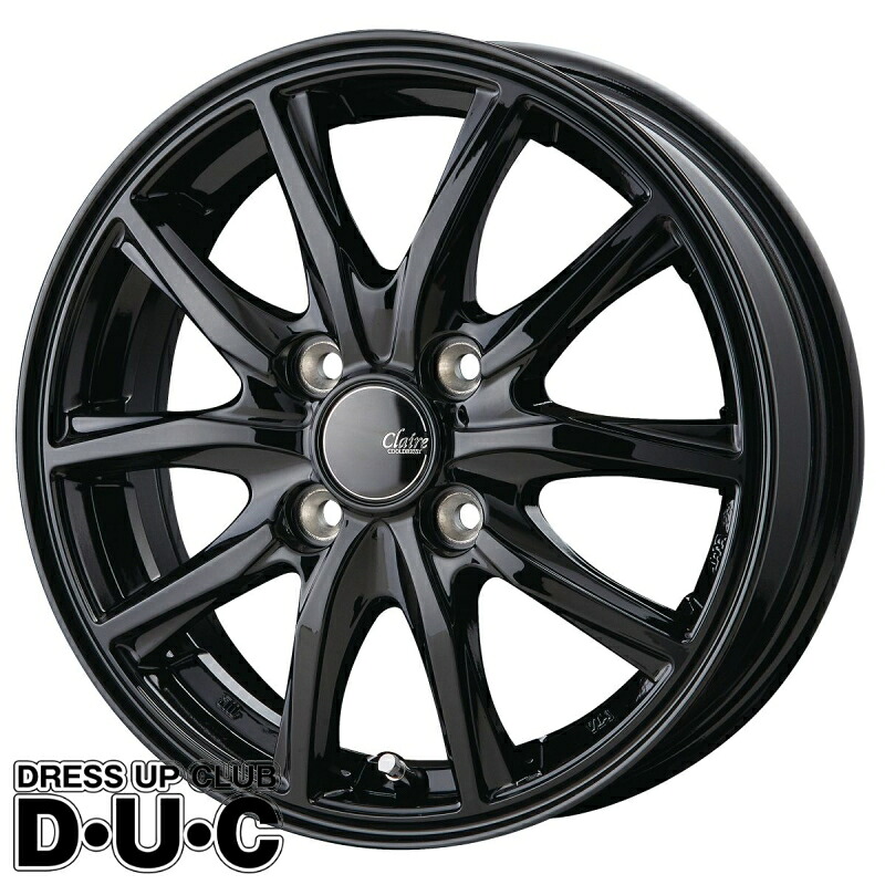 12インチアルミホイール 4本セット CLAIRE/クレール GZ-10 ブラック/GBK 12-3.5+43 12-3.50B【法人限定/個人宅配送不可】JWL-T｜Dress-Up-Club・DUC店