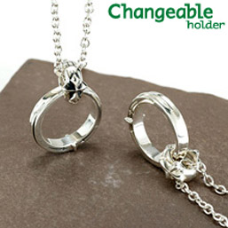 【20日23:59まで 最大3000円オフCP】リングホルダー ペンダント ネックレス リング 【changeable】【送料無料】シャープなクロスリング ユリ＆クロス リバーシブルホルダーセット 指輪をネックレスにする 通す プレゼント 結婚祝い モバナナ 母の日 ギフト