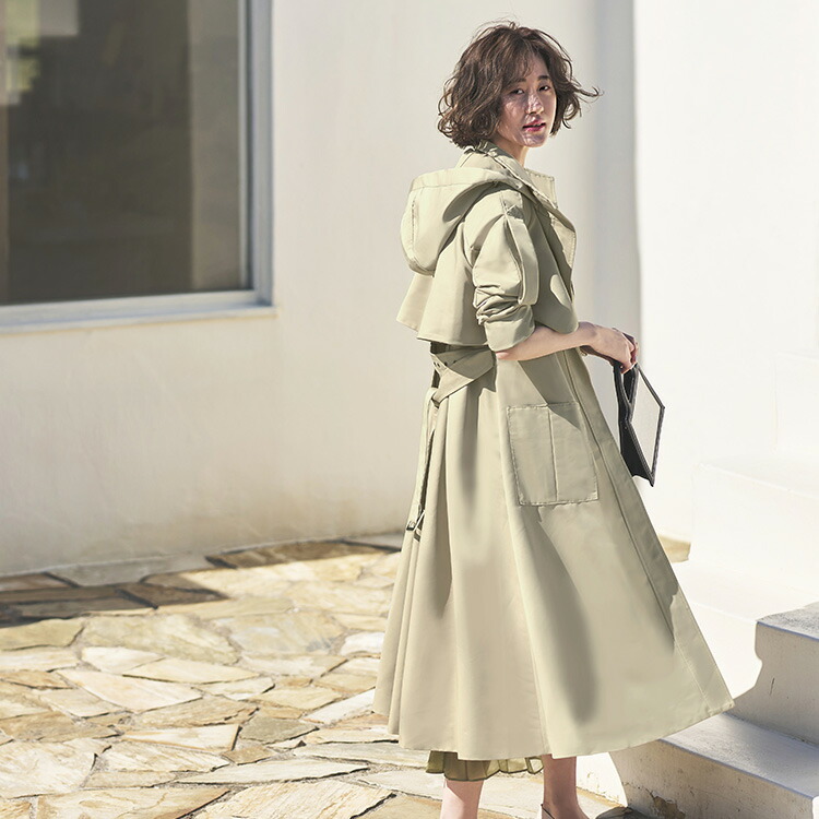 撥水加工 冬新作 流行 トレンチコート コート アウター ジャケット ロング トレンチ レディース 大きいサイズ 高級感 50代 40代 30代 代 ミセス 春 秋 冬 きれいめ とろみ素材 ドレス 結婚式 デイリー スプリングコート フォーマル ミモレ丈 ロング 高級感 上品
