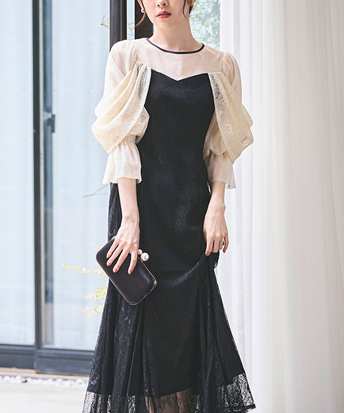【期間限定★ポイント10倍】【ストレッチ】レディース パーティードレス 結婚式 ロングワンピース お呼ばれドレス シアートップス マーメイドスカート オフショル 上品 きれいめ 40代 30代 20代 ミセス セレモニー フォーマルドレス 披露宴 長袖 体型カバー 即日発送 ギフト